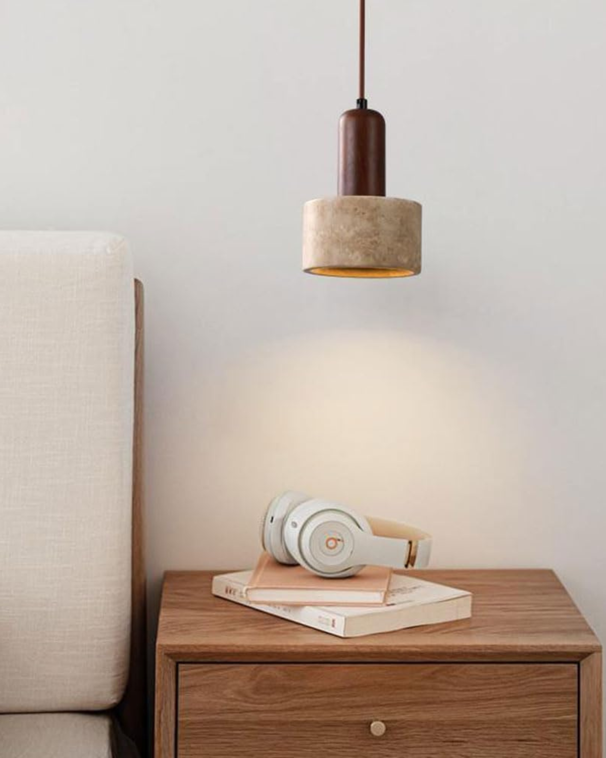 Calyora - Travertin kamień naturalny lampa wisząca w nowoczesnym wzornictwie