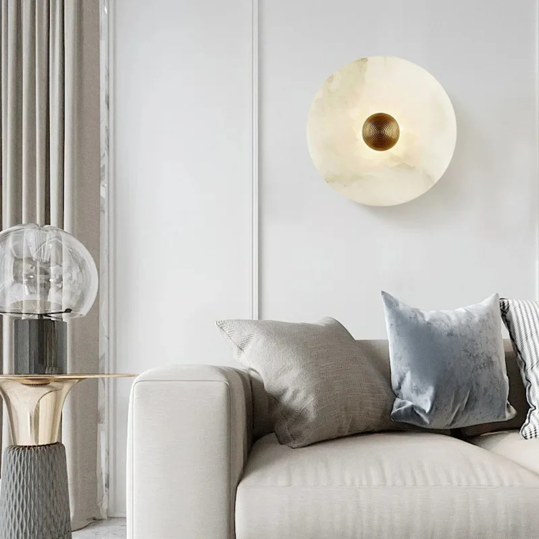 Vivia - Ronde LED Wandlamp van Albast in Scandinavische Stijl
