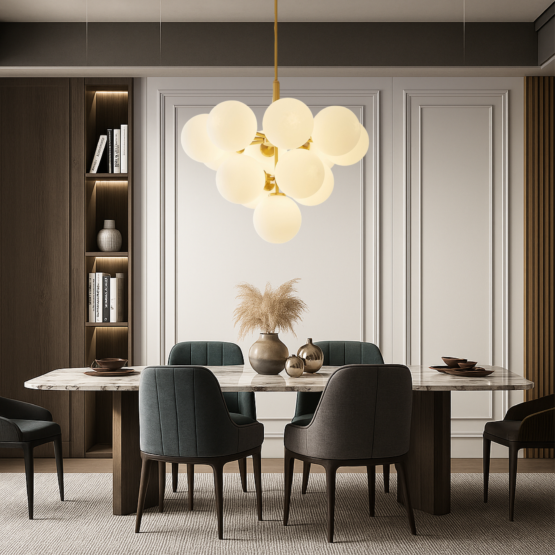 Auralith - Scandinavische Kroonluchter met Glazen Bollen