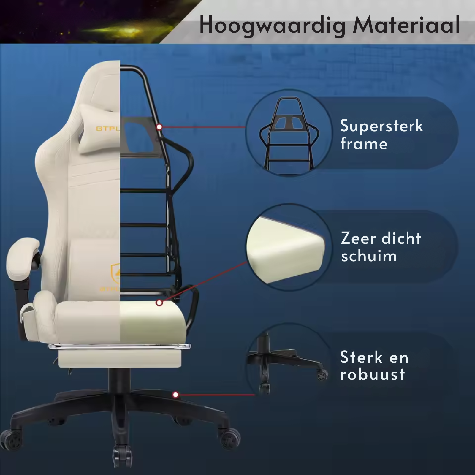 Solvian - Ergonomiczny fotel gamingowy z podnóżkiem i wbudowanymi głośnikami