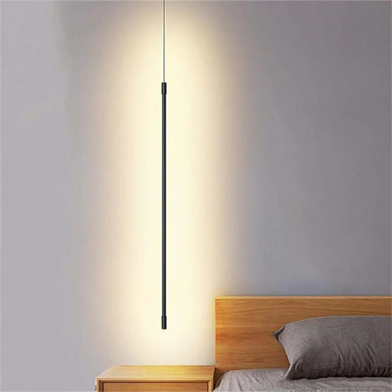 Lorencia - Czarna metalowa lampa wisząca liniowa minimalistyczny design