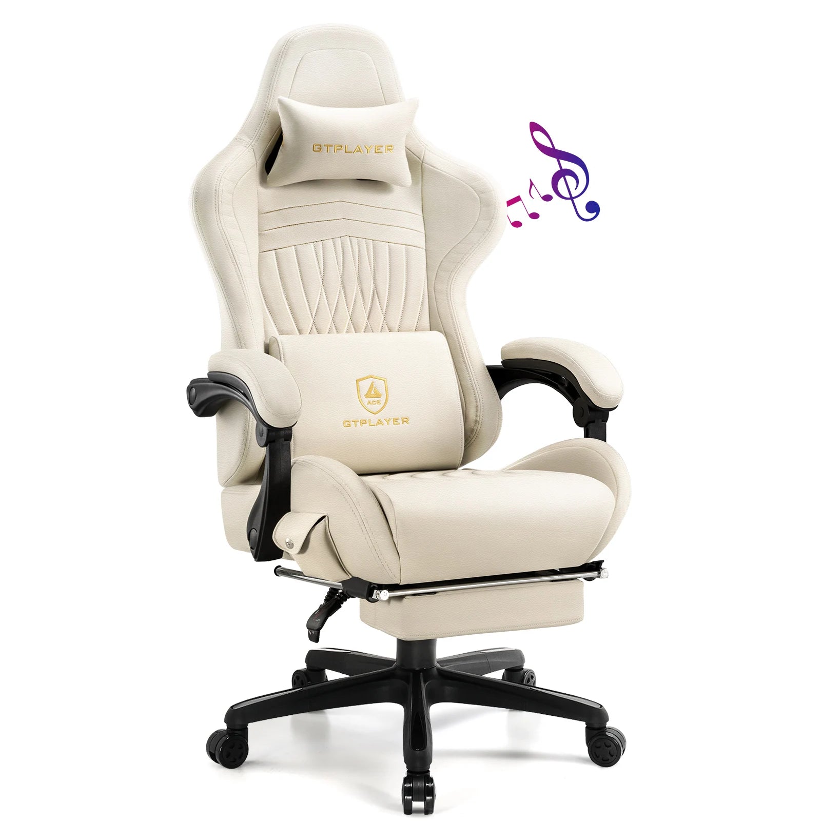 Solvian - Ergonomiczny fotel gamingowy z podnóżkiem i wbudowanymi głośnikami