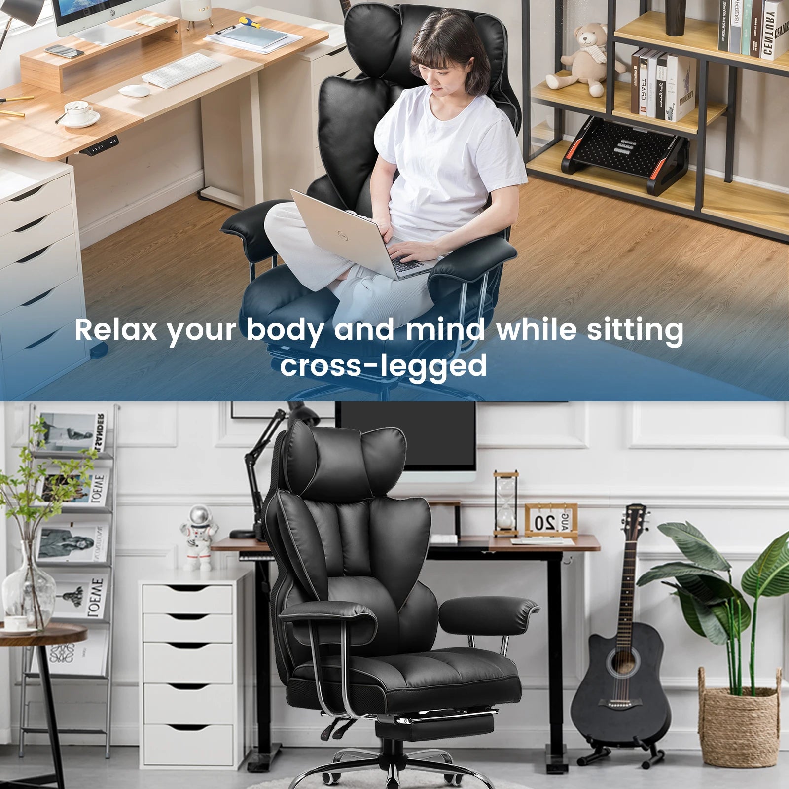 Valona - Ergonomiczne fotele gamingowe z materiału z podnóżkiem i sprężystą poduszką siedziska