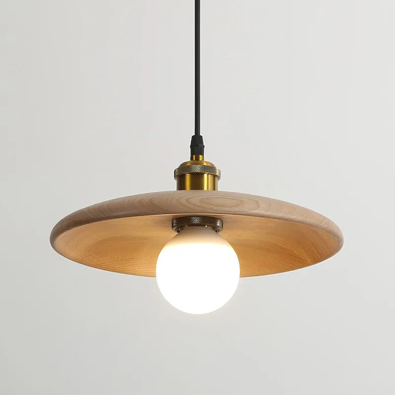 Marentis - Skandynawska drewniana lampa wisząca, lampa sufitowa LED ze szklanym motywem artystycznym