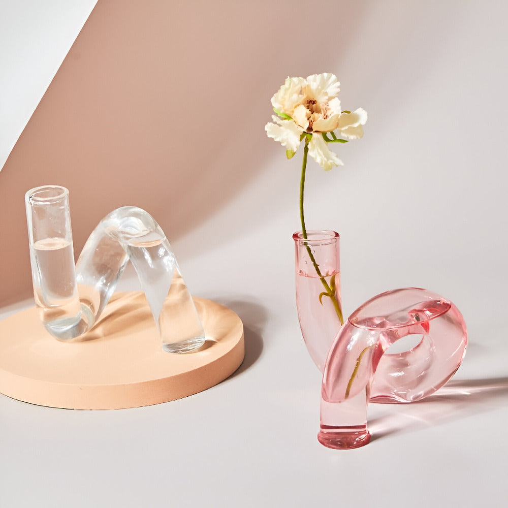 Lyona - Elegante Glazen Vaas met Geïntegreerde Kaarshouder