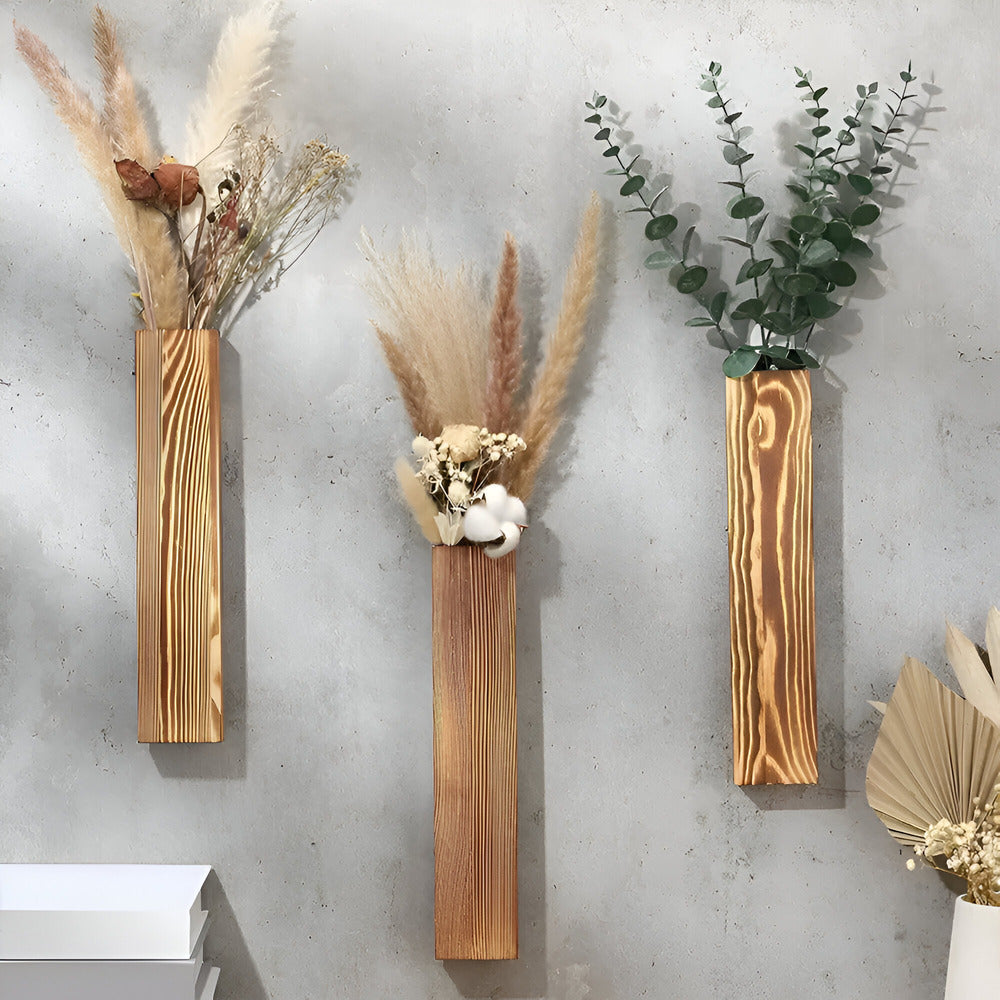 Nysaelle - Houten Wandvaas | Rechthoekig Plantenrek 30 cm