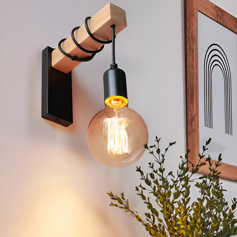 Zenara - Rustieke LED Wandlamp van Hout
