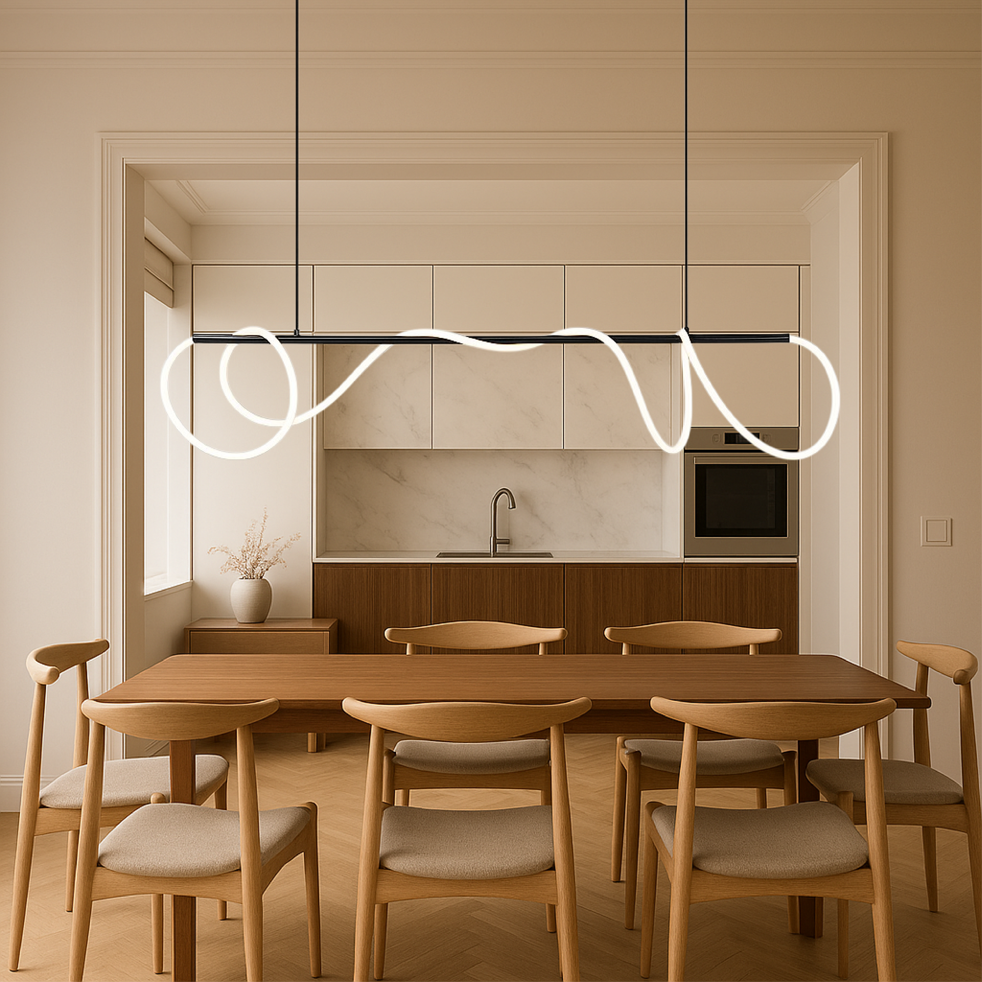 Delyra - Lineaire Hanglamp voor Boven de Eettafel of Keuken
