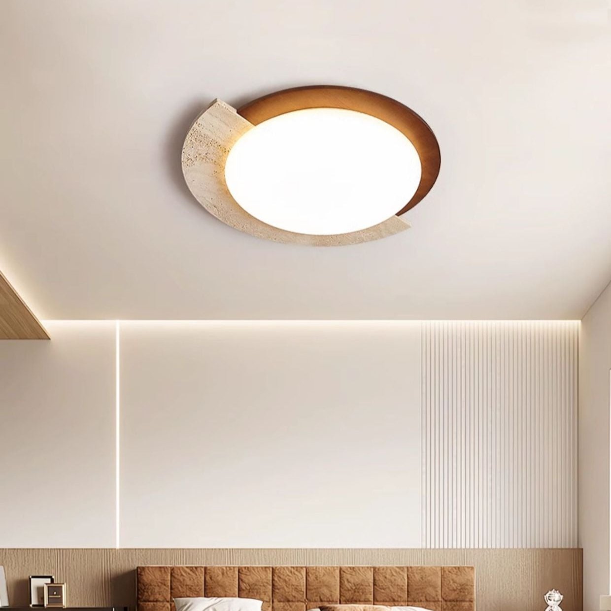 Velora - Geometrische Travertin Retro LED Plafondlamp