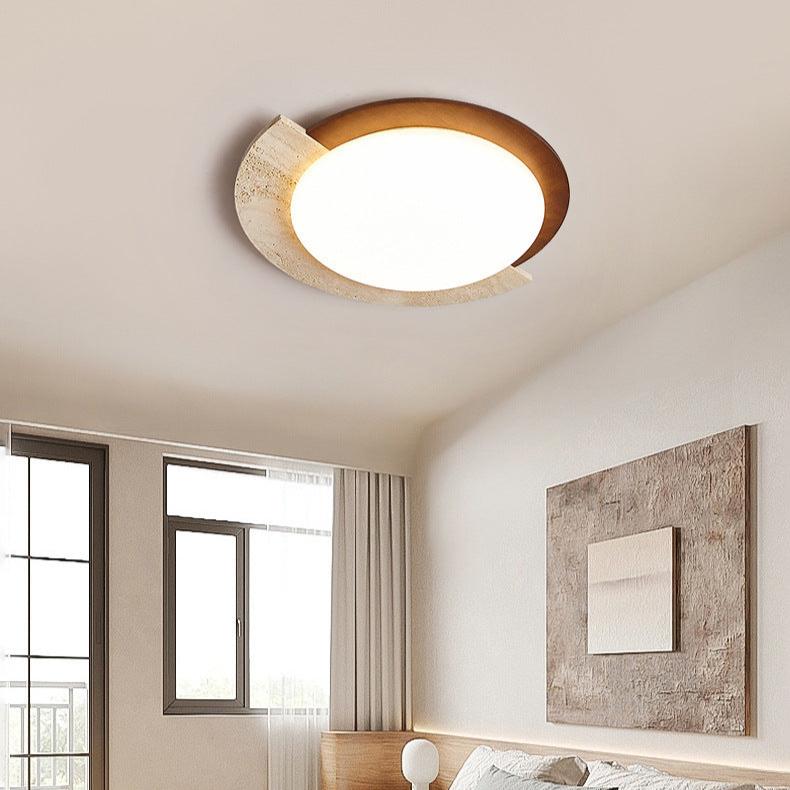 Velora - Geometrische Travertin Retro LED Plafondlamp