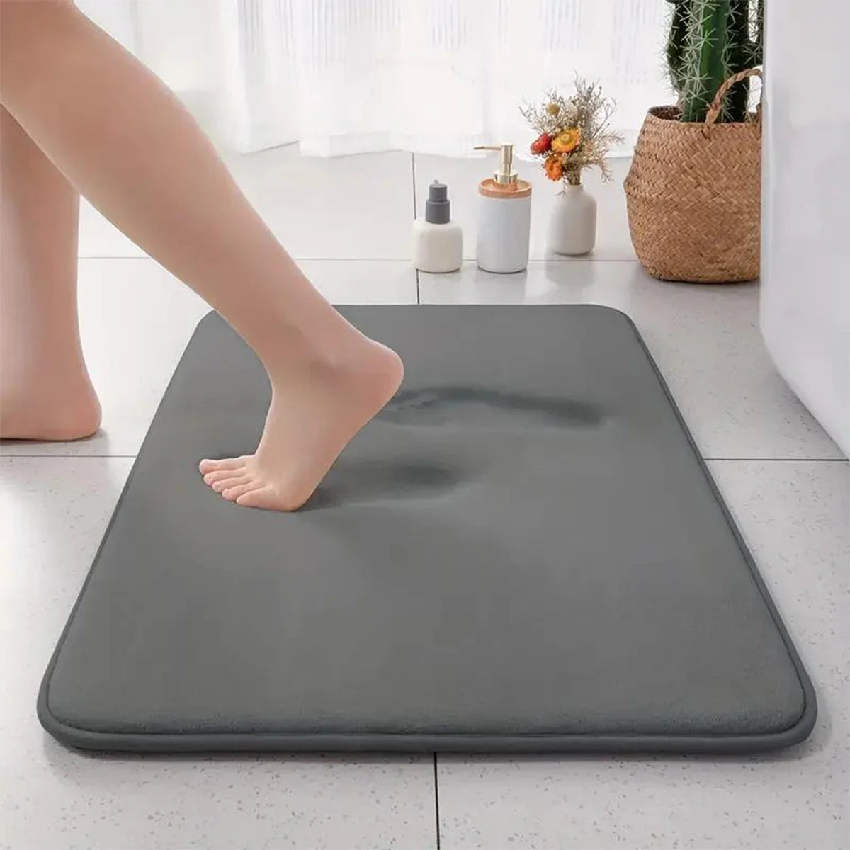 Evadia - Verdikte Effen Antislip Badmat van Flanel met Absorberend Vermogen