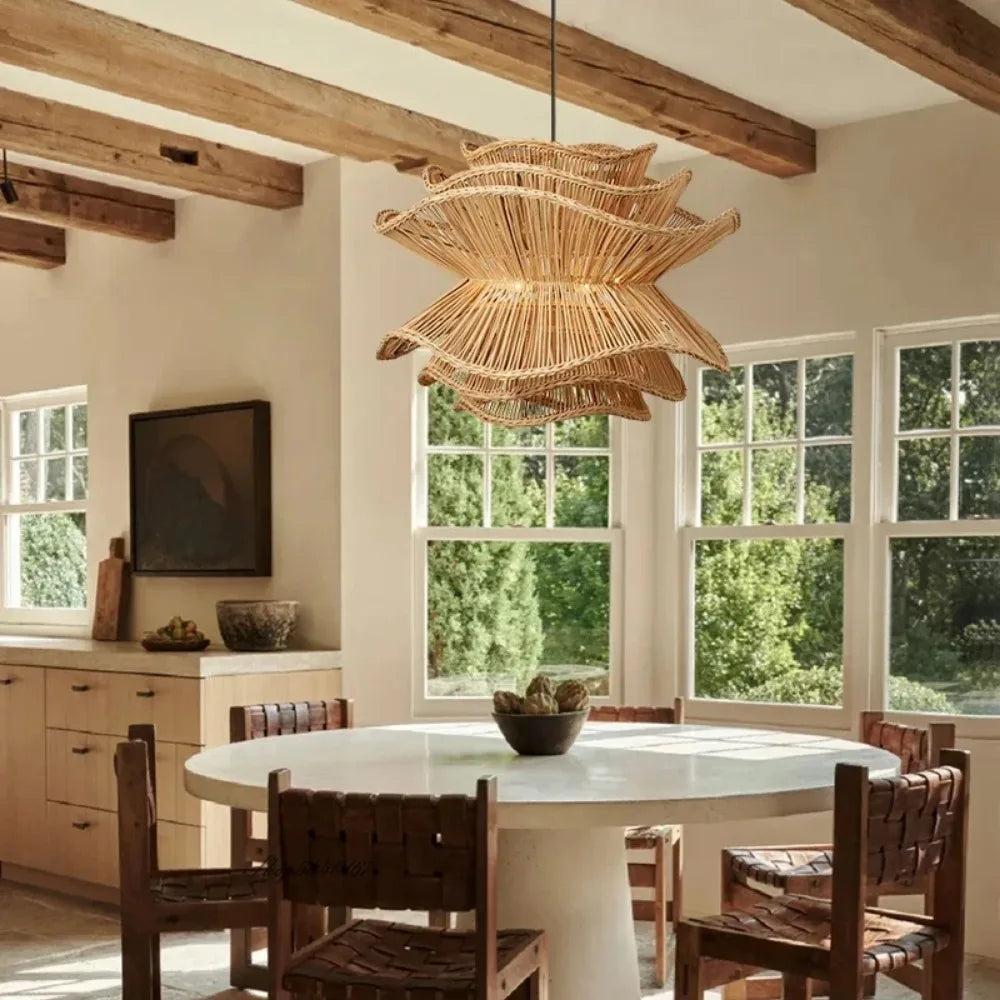 Ignara - Creatieve Gelaagde Rotan Hanglamp in Scandinavisch Designerstijl