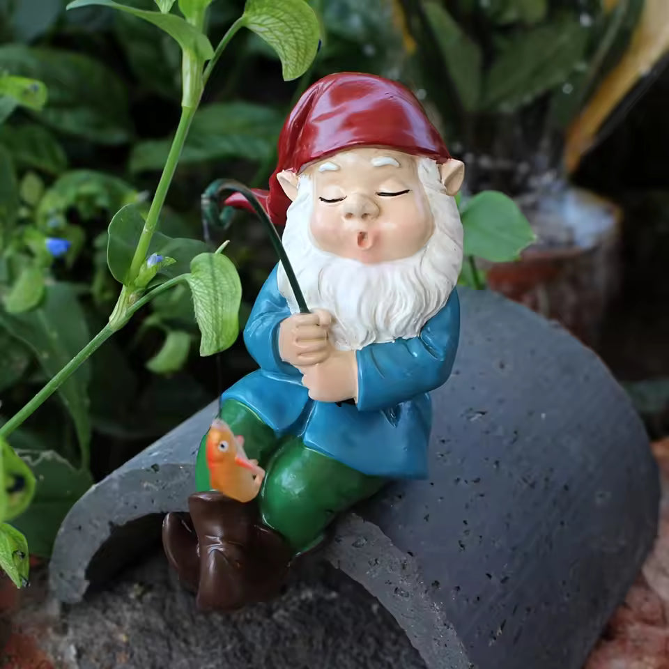 Ligeia - Kabouter met Hengel Hars Beeldje voor Tuin Binnen en Buiten Decoratie