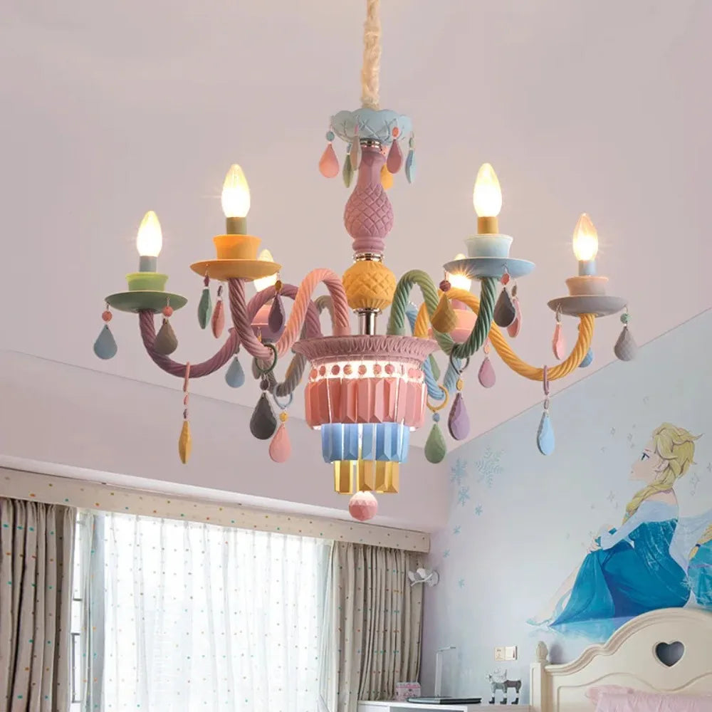 Solavine - Moderne Kleurrijke Kristallen Kroonluchter voor Kinderkamer of Meisjeskamer