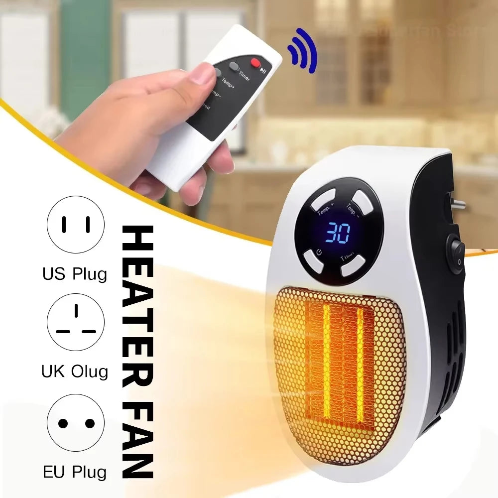 Orsina - przenośny grzejnik elektryczny 500 W z wtyczką i pilotem