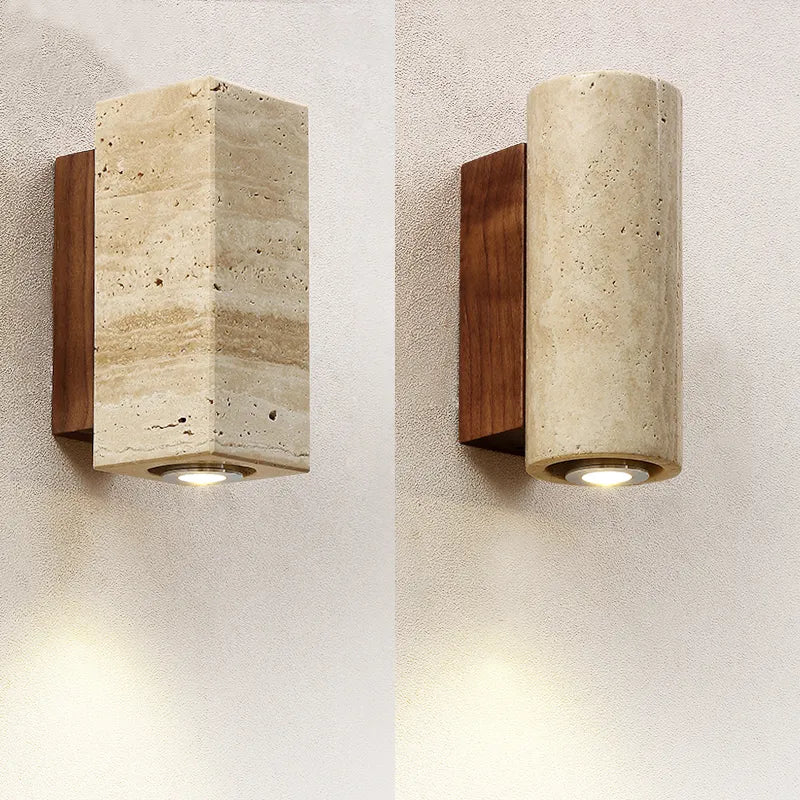 Vionelle - Moderne Natuurlijke LED Wandlamp van Travertin