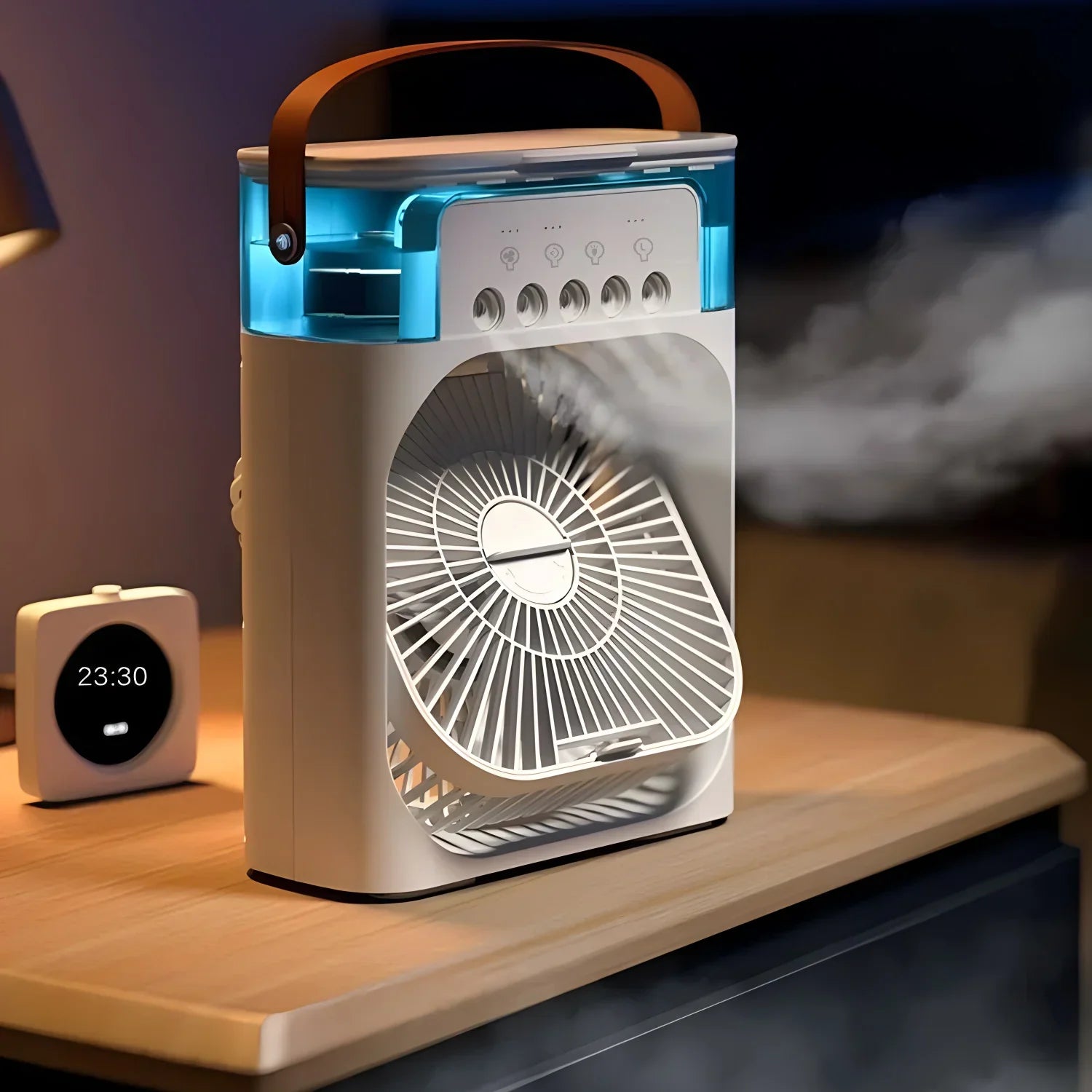 Venti - Mini 3 in 1 Draagbare LED Luchtbevochtiger – Ventilator, Aircooler, Humidifier