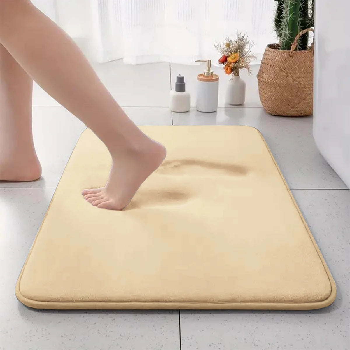 Evadia - Verdikte Effen Antislip Badmat van Flanel met Absorberend Vermogen