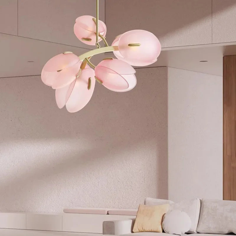 Calypso - Scandinavian Pink Tulip Glass Ceiling Lamp