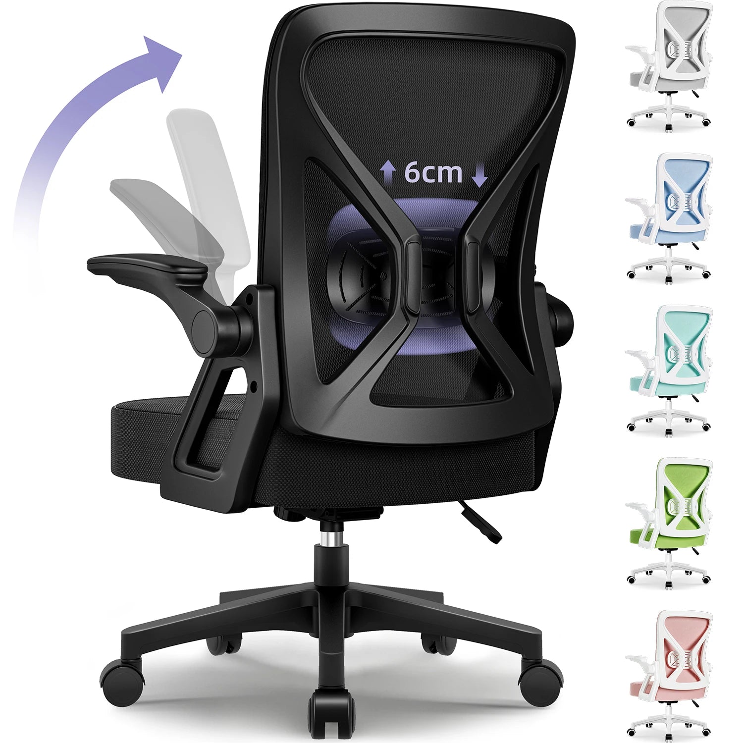 Venara – ergonomiczny fotel biurowy z oparciem z siatki i składanymi podłokietnikami