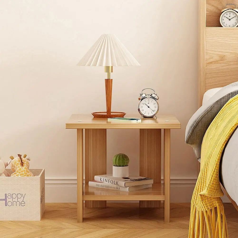 Zenyra - Massief Houten Nachtkastje met Twee Lagen in Modern Ontwerp