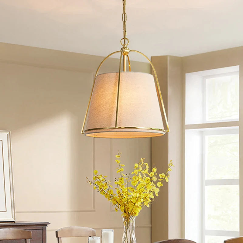 Pallas - Moderne Hanglamp van Stof met Messing Frame