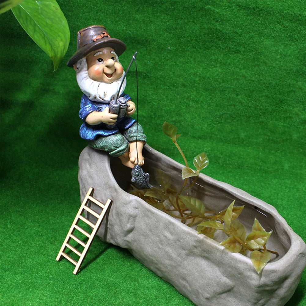 Irisia - Creatieve Waterdichte Vissen Kabouter Tuinbeeld voor Buiten en Tuindecoratie