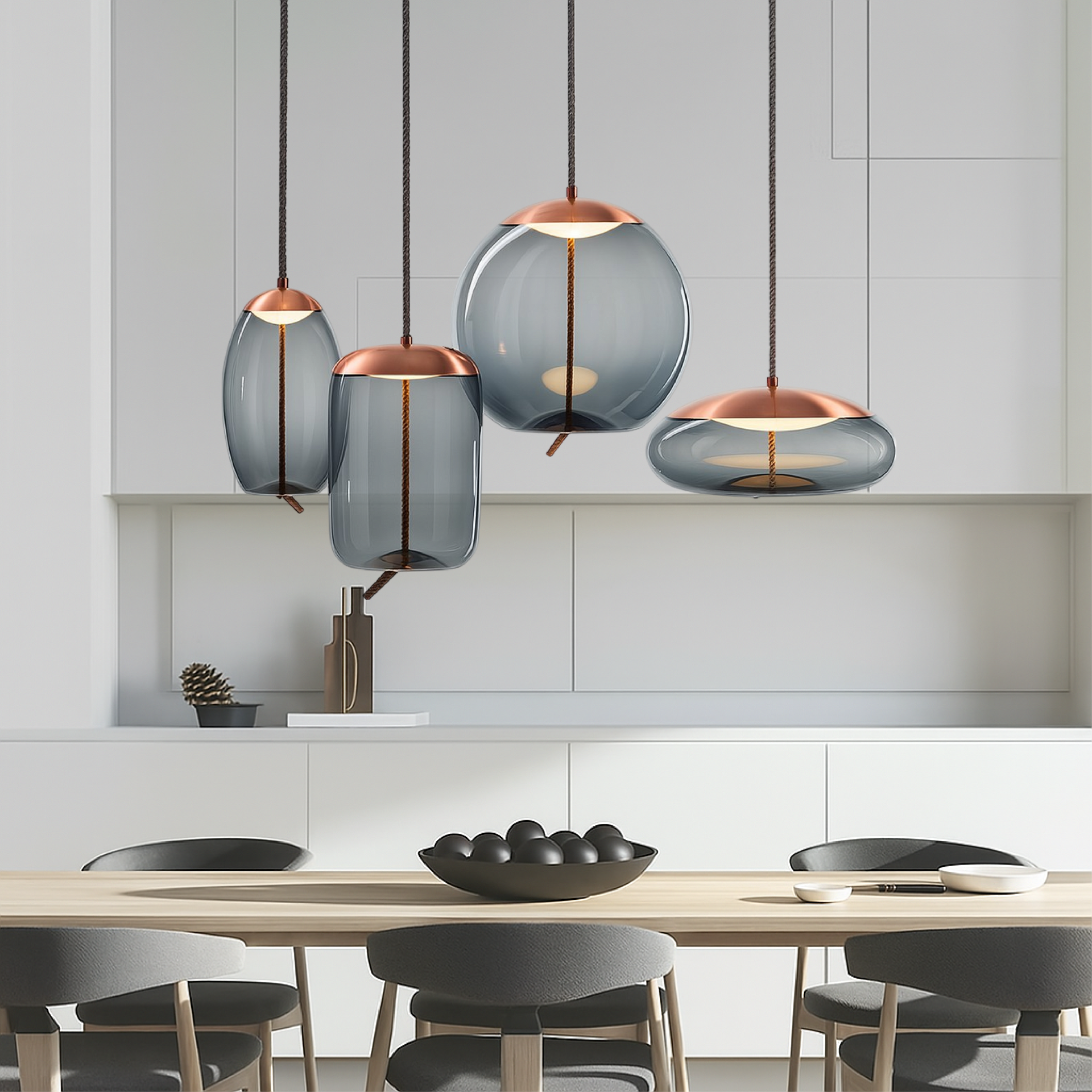 Isolara - Hanglamp in Roségoud met Touwaccent